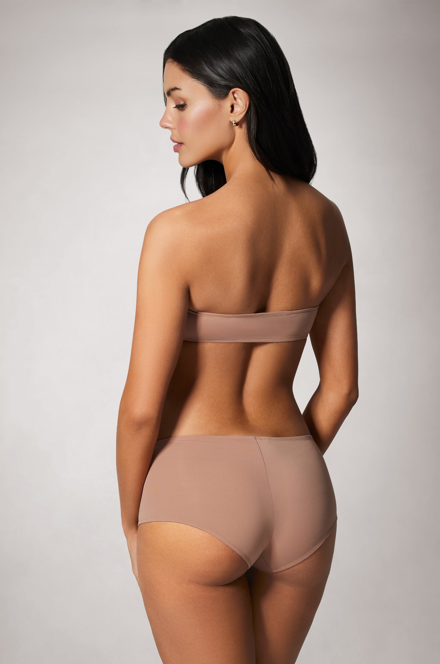 Light Brown Soft Stretchy Bandeau Bra and Hipster Back