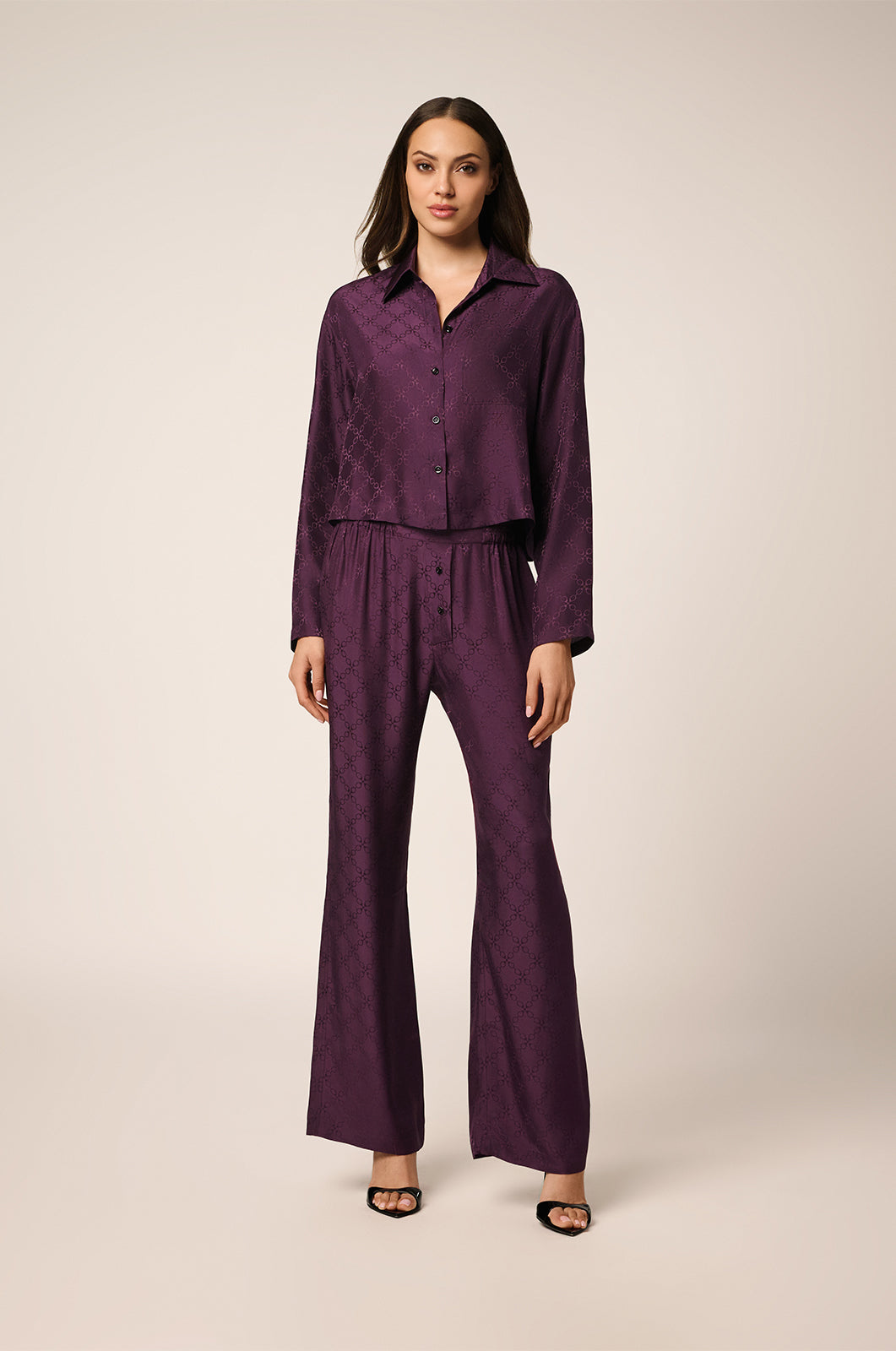 Jacquard pattern pj top with front buttons front view