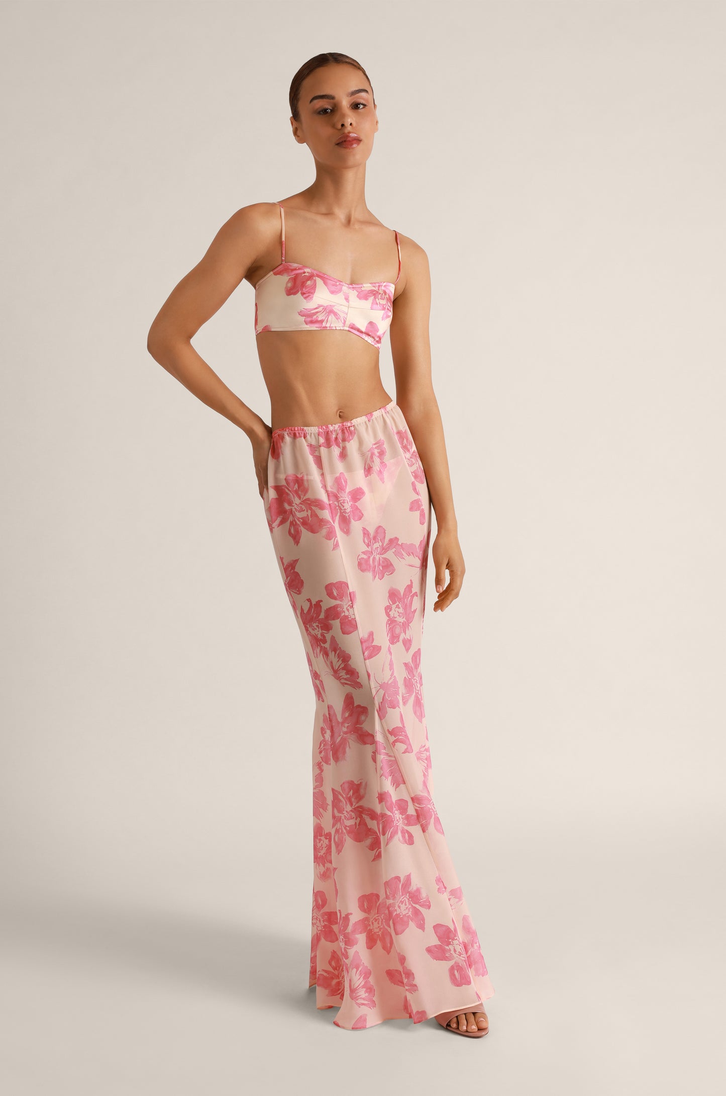 PAPILLON ET ORCHIDEE SILK LOUNGE BANDEAU TOP