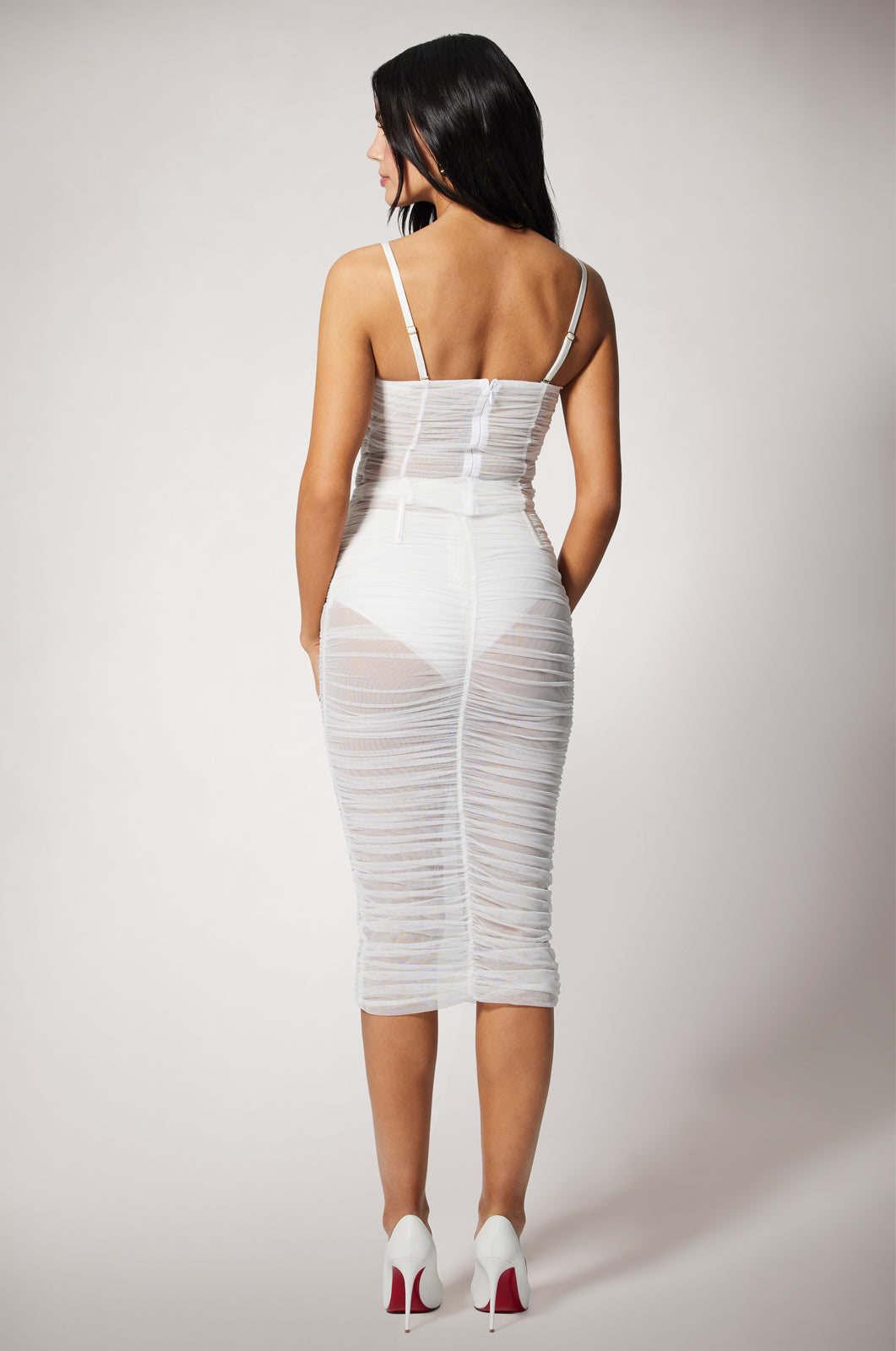 Ivory Tulle Bustier and Midi Skirt Back