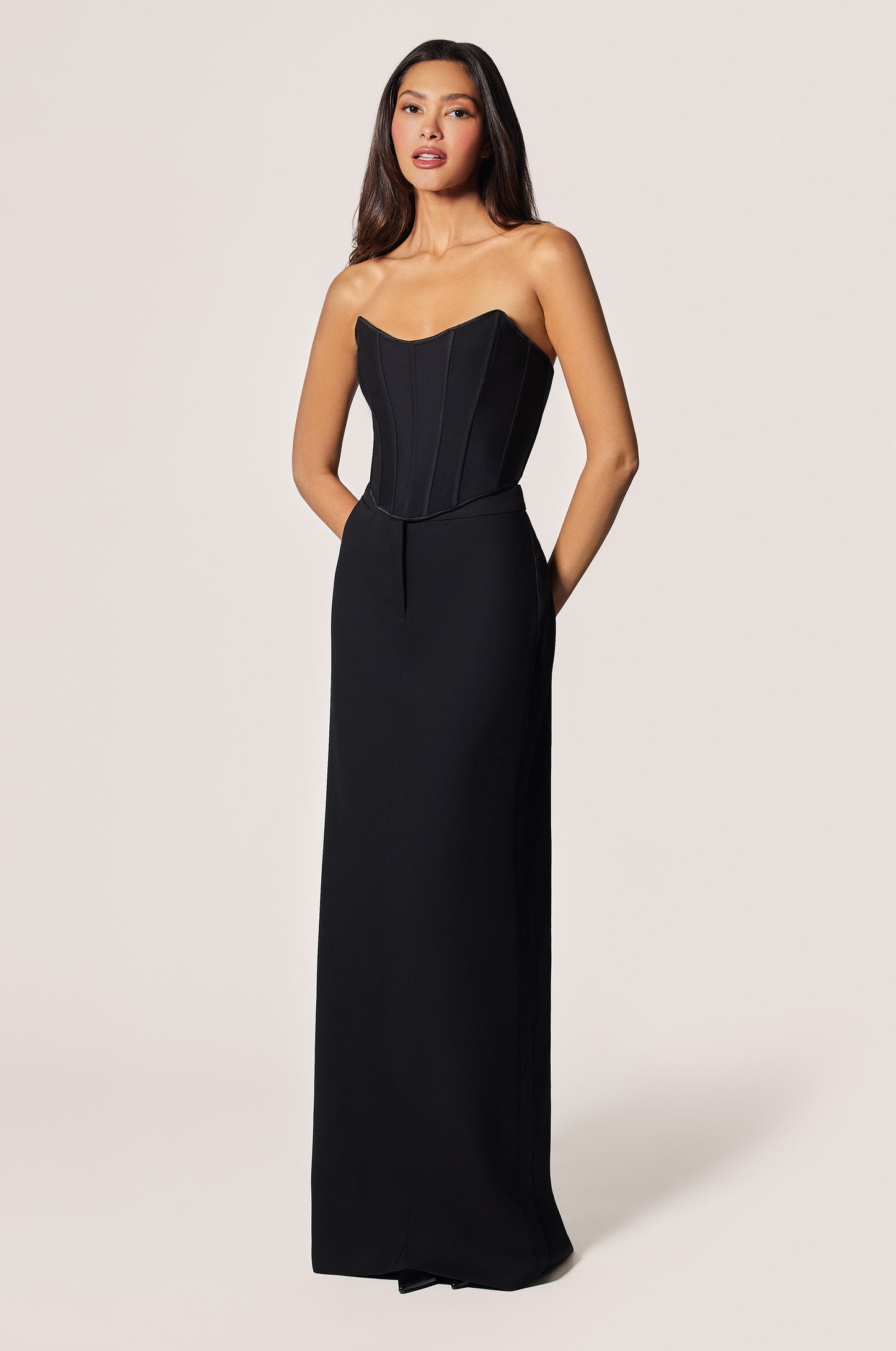 Black Tuxedo Formal Long Skirt, front view 2