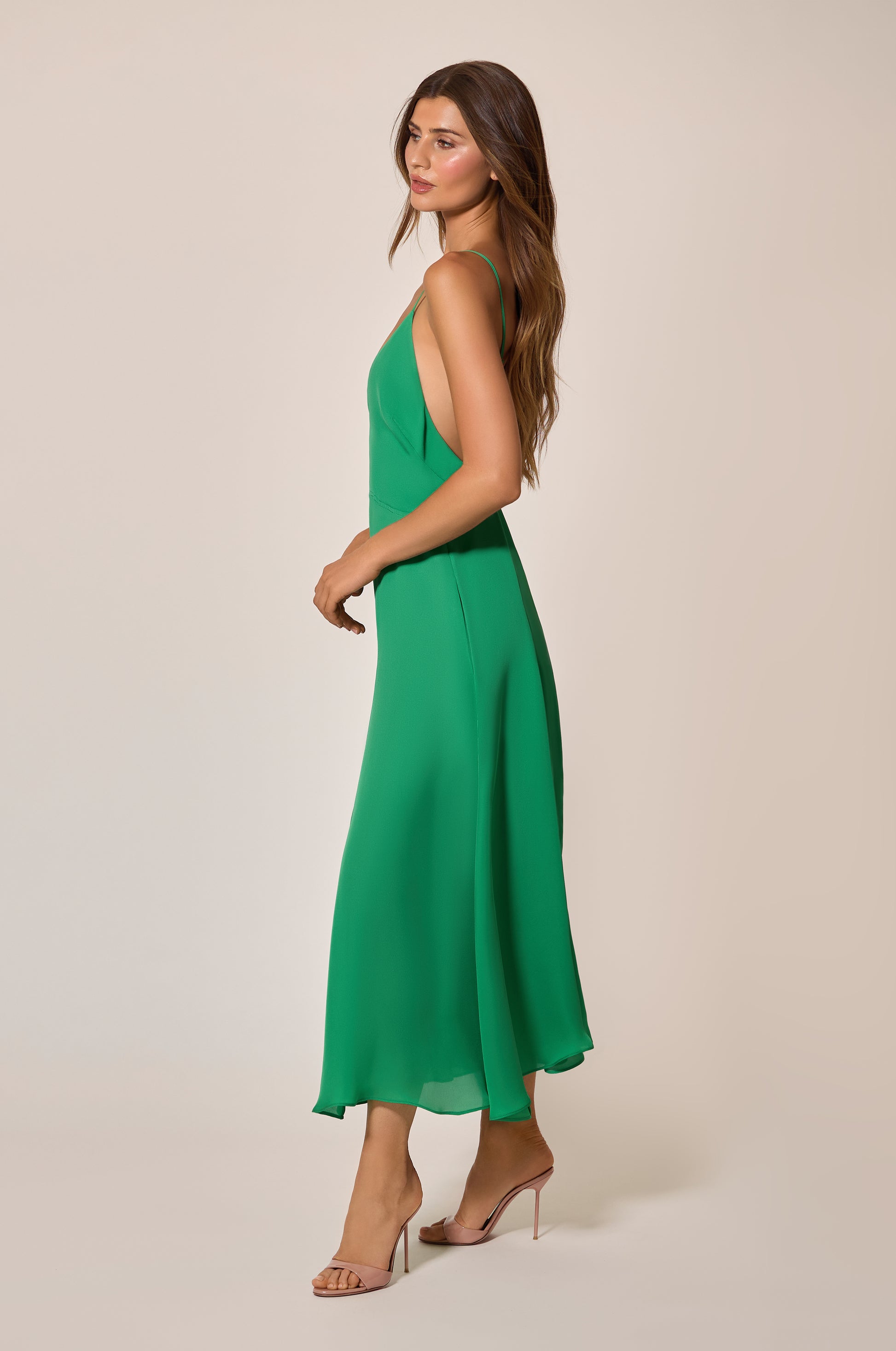 Pomme Vert Apple Green Pockets Midi Dress Side