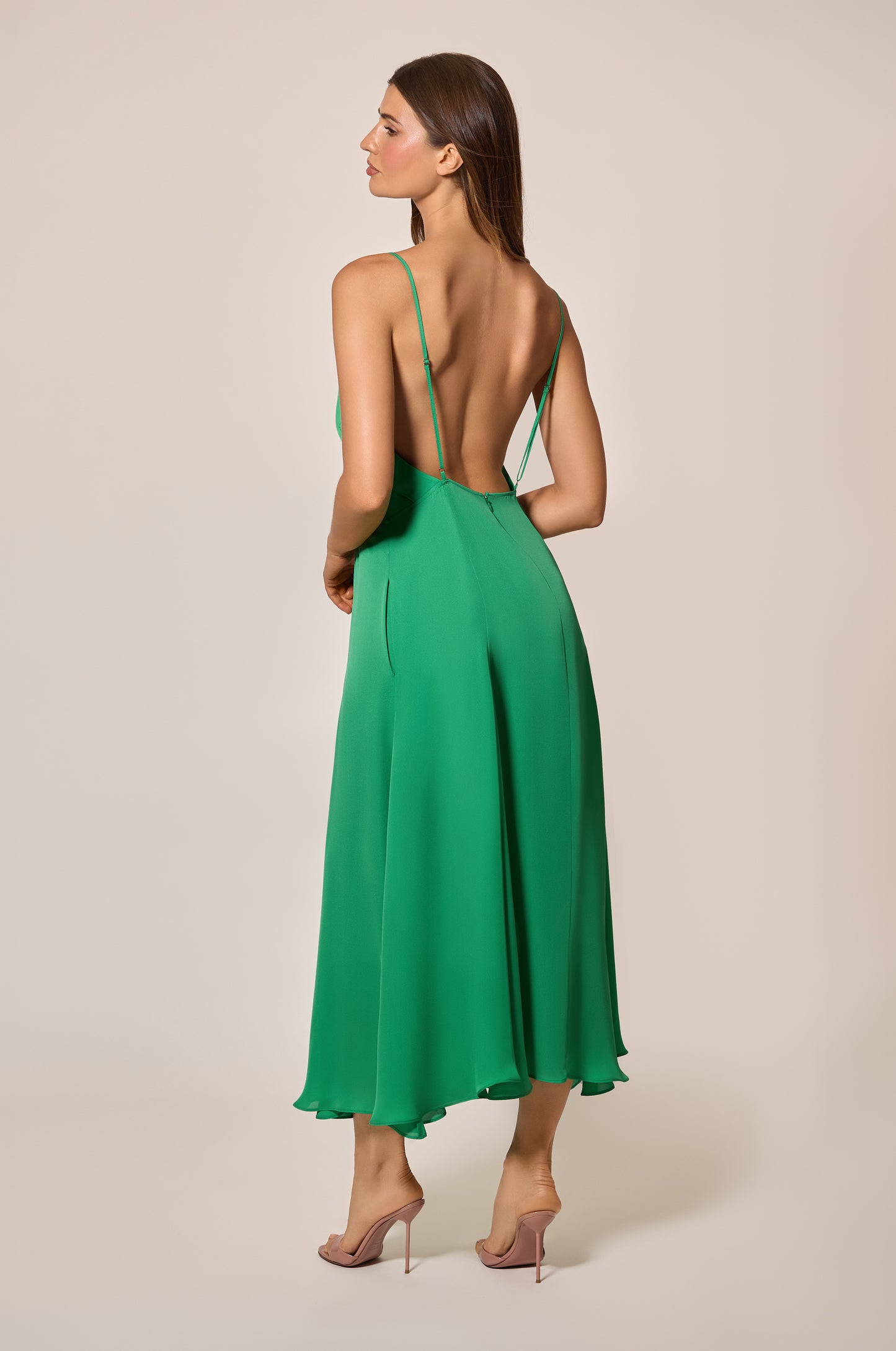Pomme Vert Apple Green Pockets Midi Dress BAck