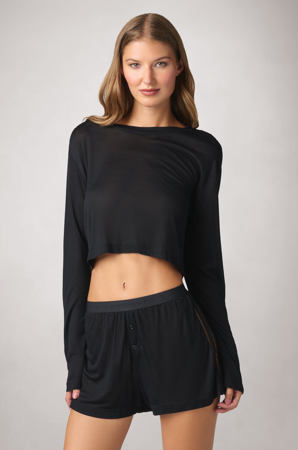 INTIME CROPPED LONG SLEEVE SHIRT