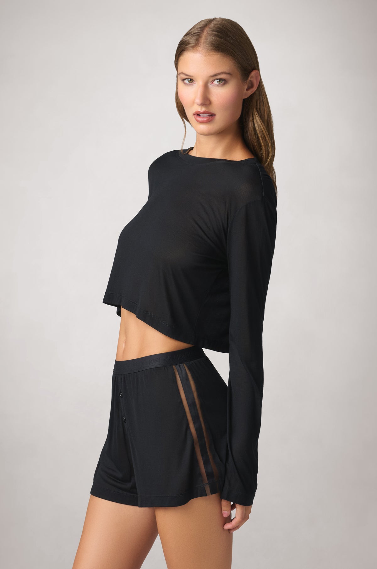 INTIME CROPPED LONG SLEEVE SHIRT