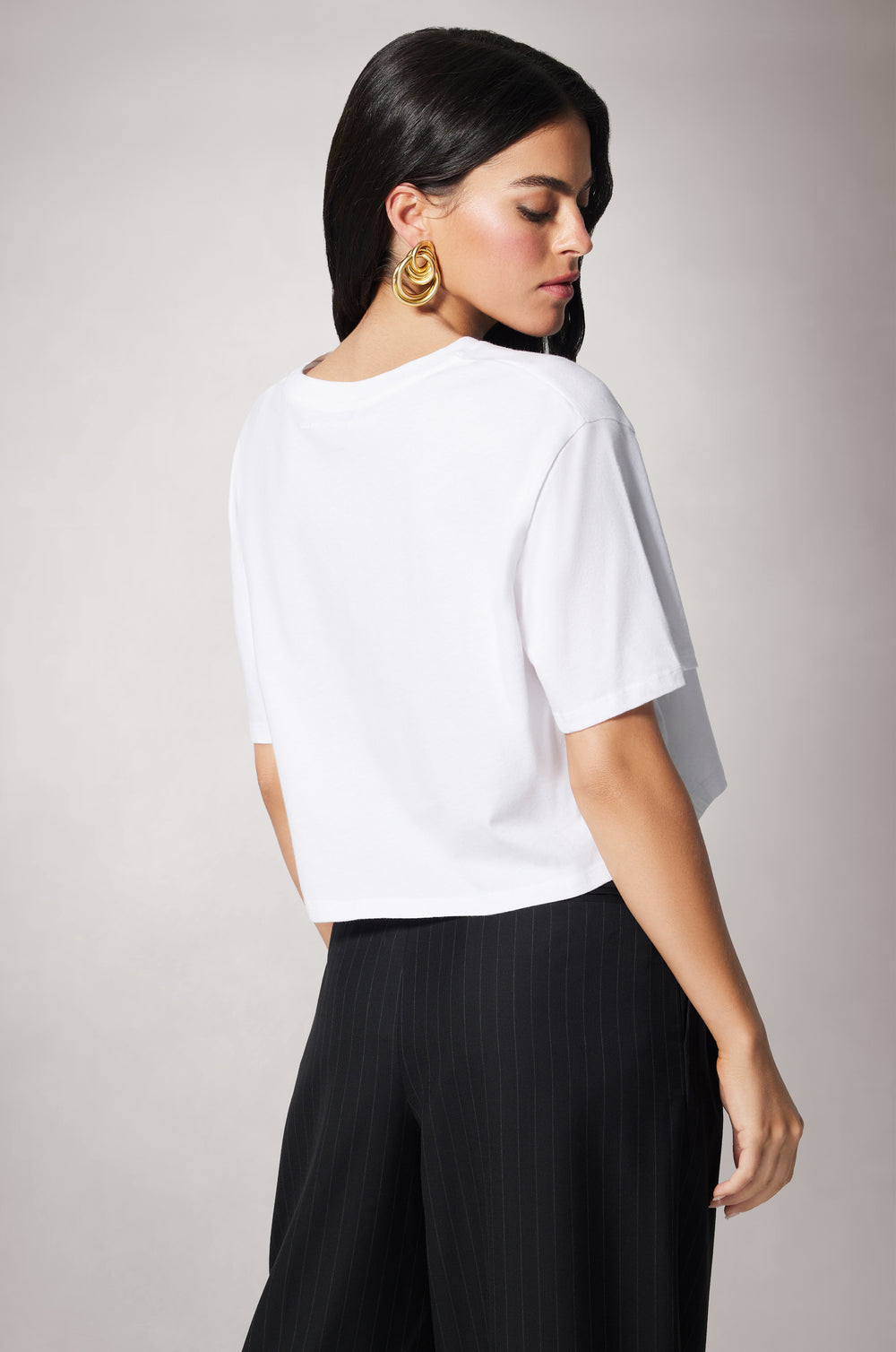 Deluxe Cotton Short Sleeve Boxy Crew White Back