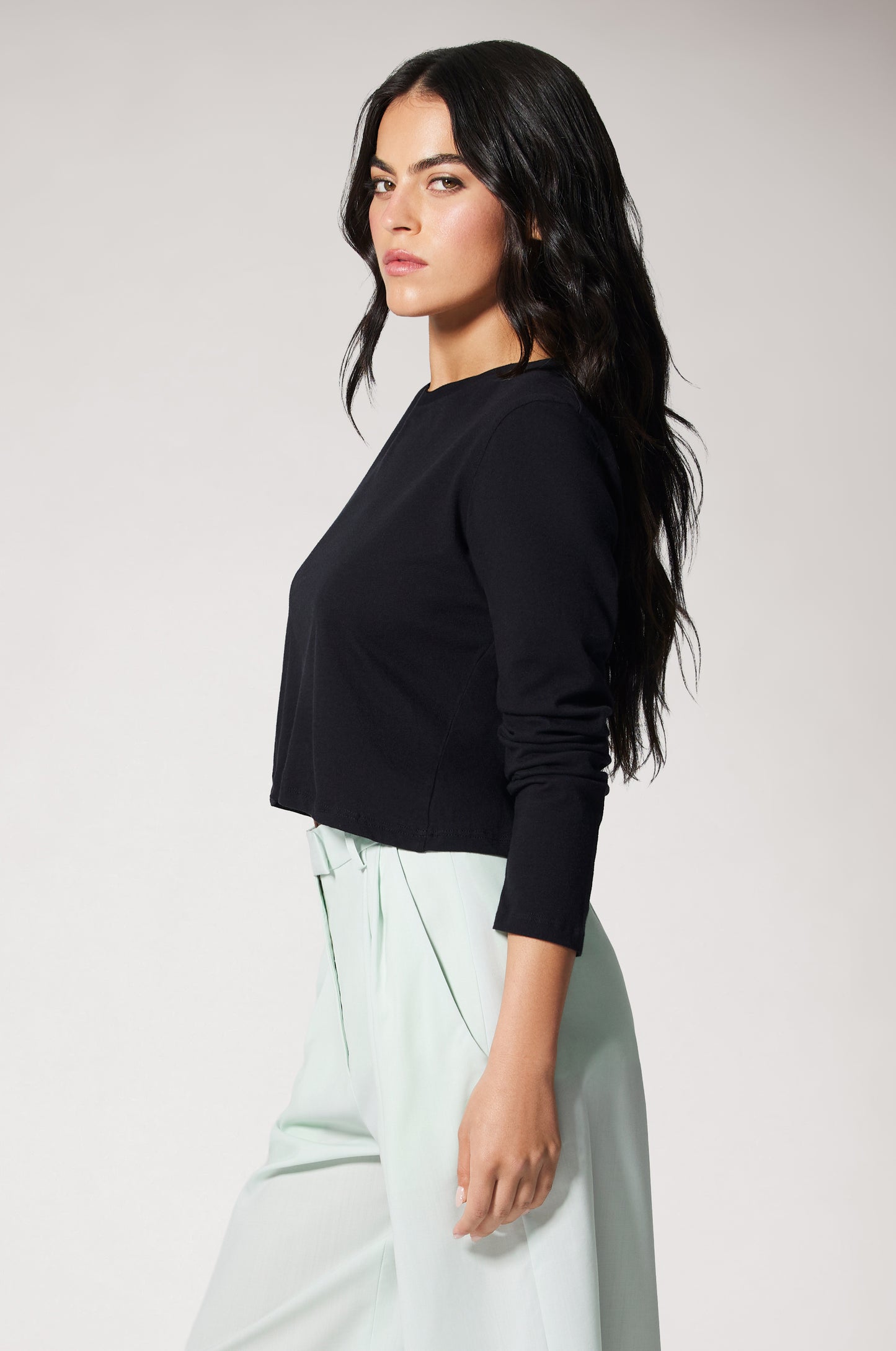 Silk Touch Long Sleeve Crew Black Side