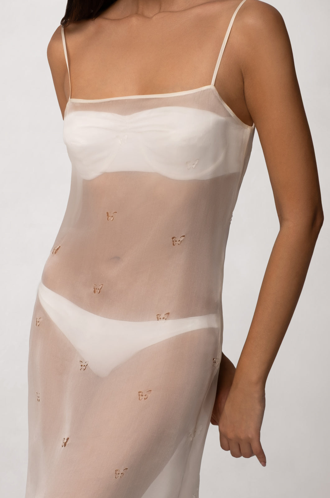 PAPILLON LASER CUT ORGANZA LONG DRESS