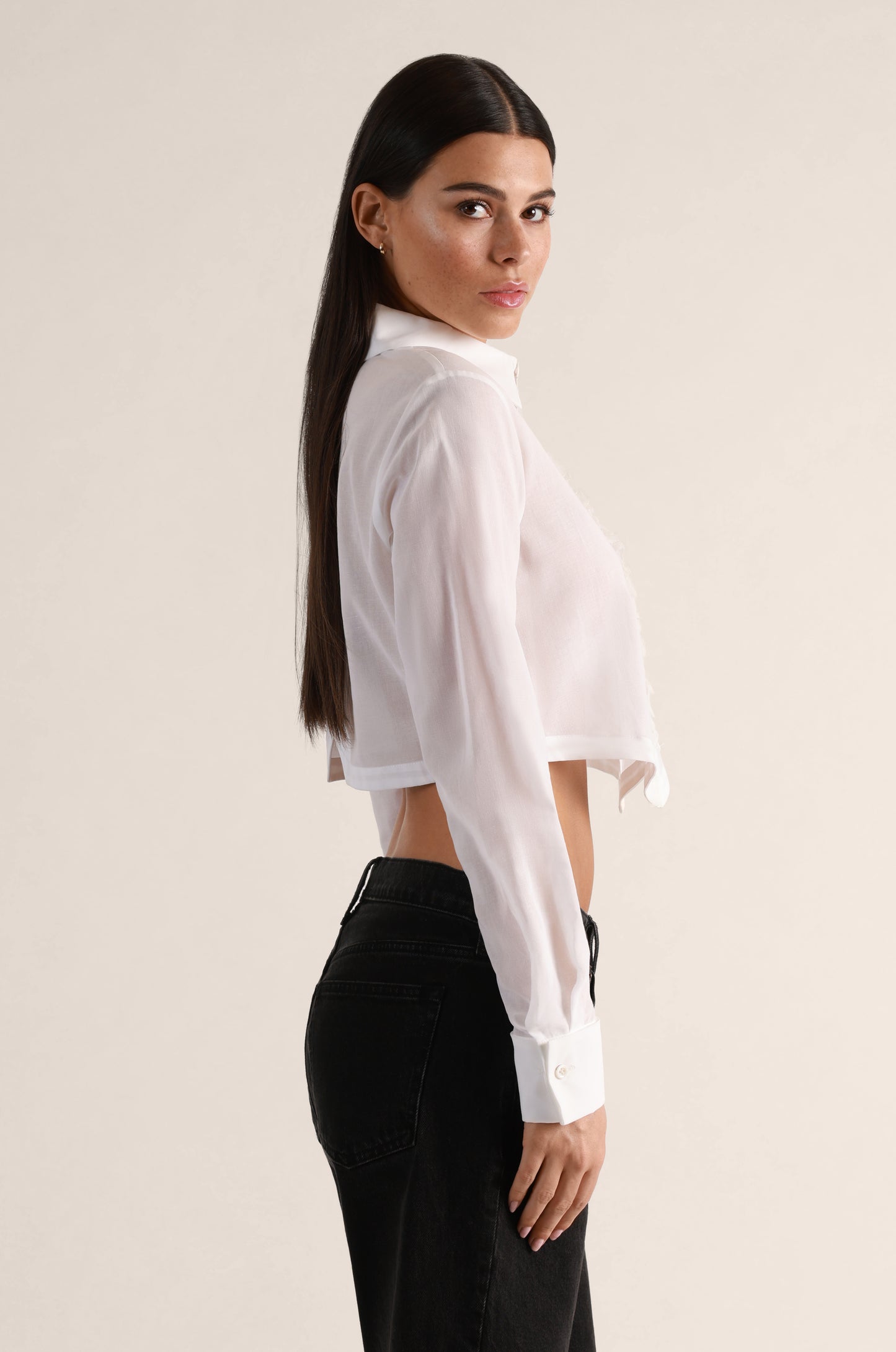 RUFFLED TUXEDO SHIRT