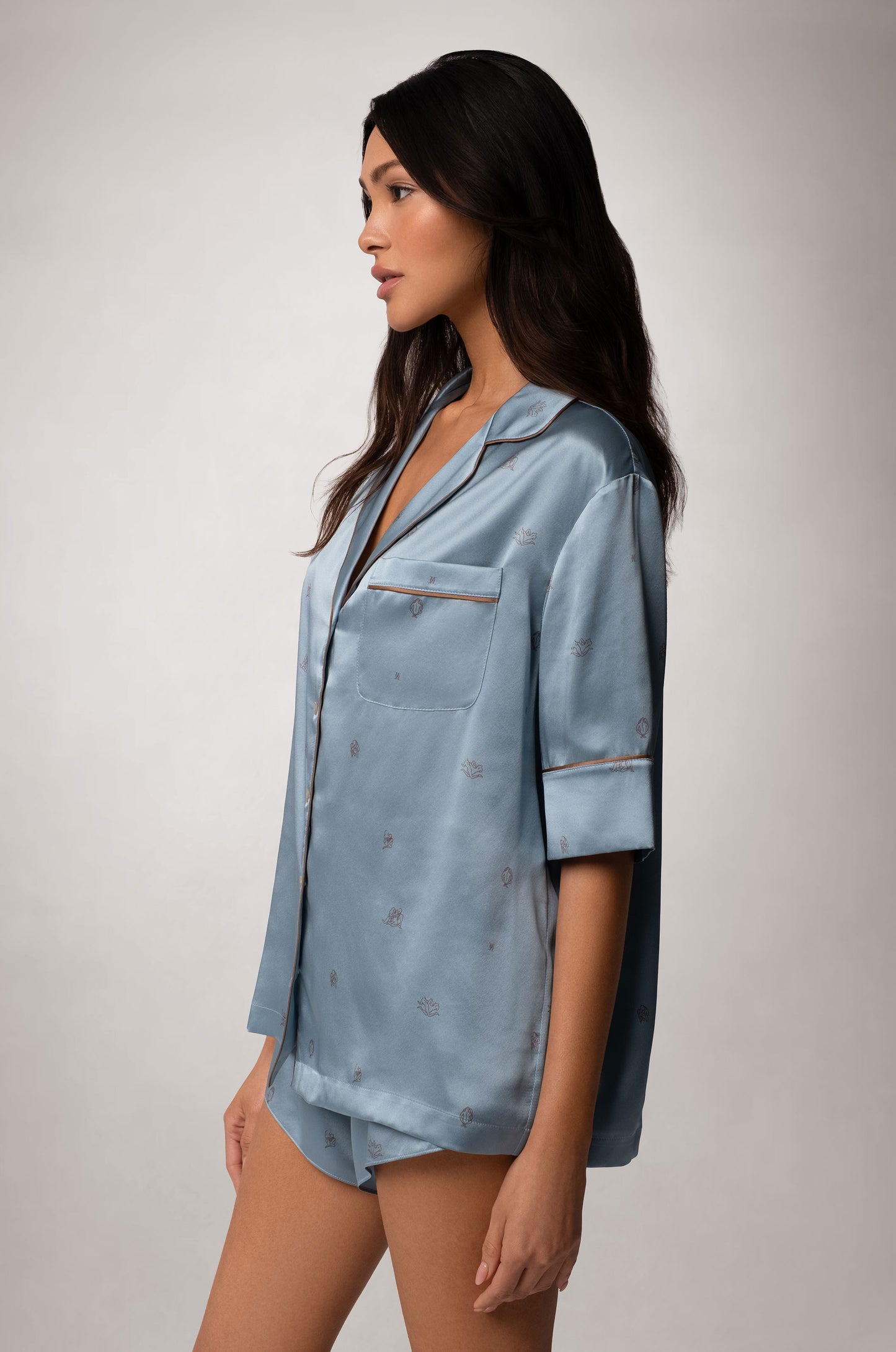 SILK LOUNGE LES PARTENAIRES SHORT SLEEVE PJ TOP