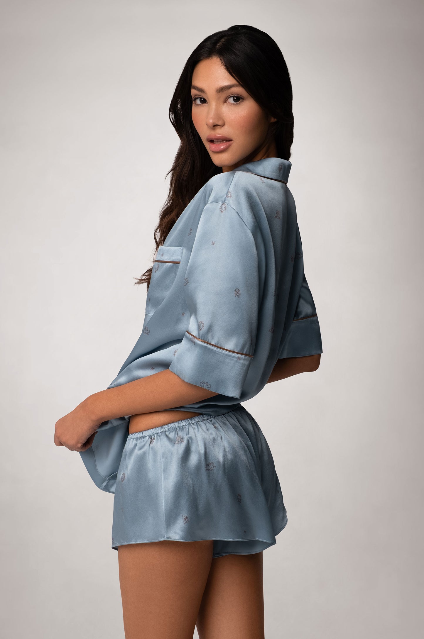SILK LOUNGE LES PARTENAIRES SHORT SLEEVE PJ TOP