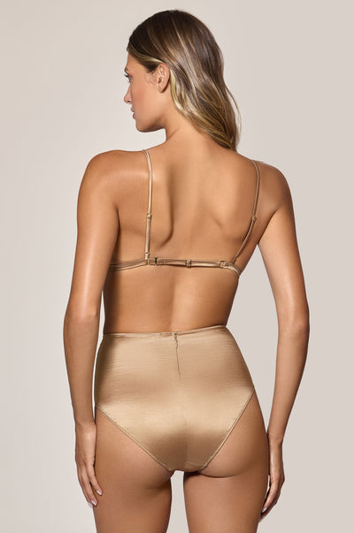 Sable Light Brown Satin High Waist Panty Back