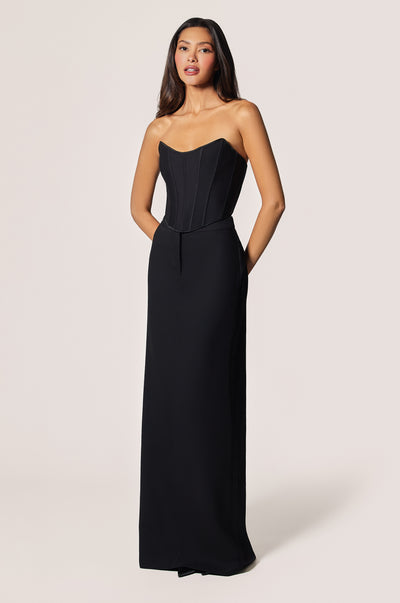 Black Boning Sweetheart Neckline Tuxedo Bustier Corset, front view