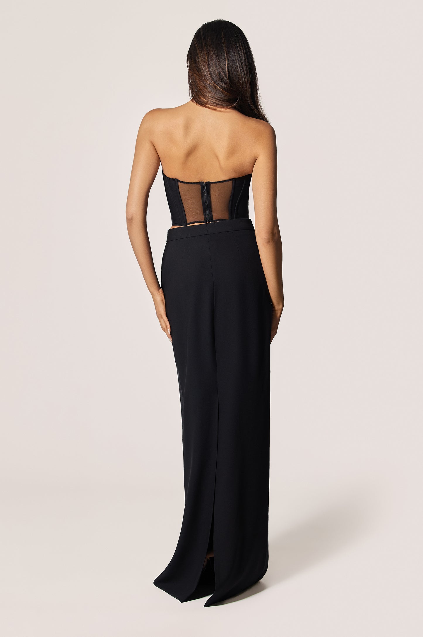 Black Tuxedo Formal Long Skirt, back view